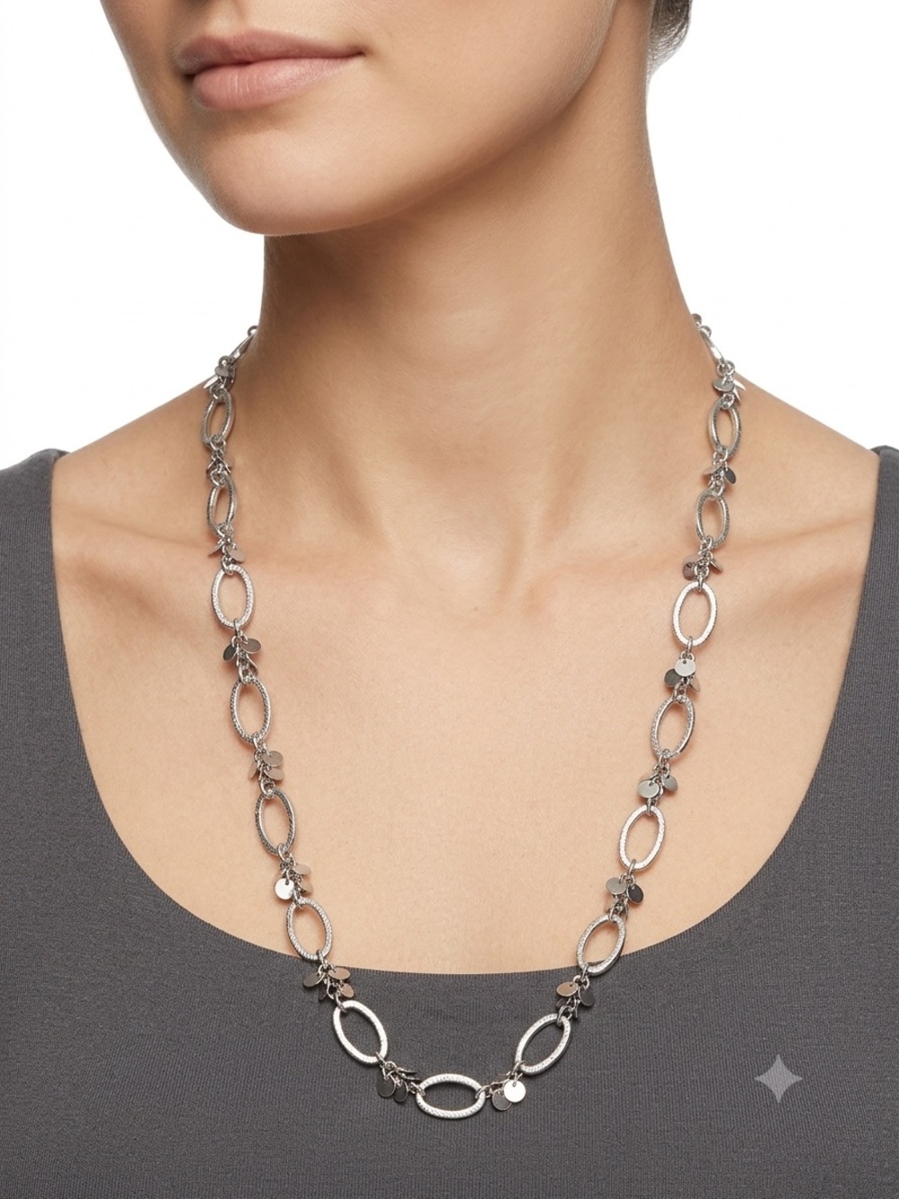 Lia Sophia Silver Floral Link Necklace - Women Jewelry
